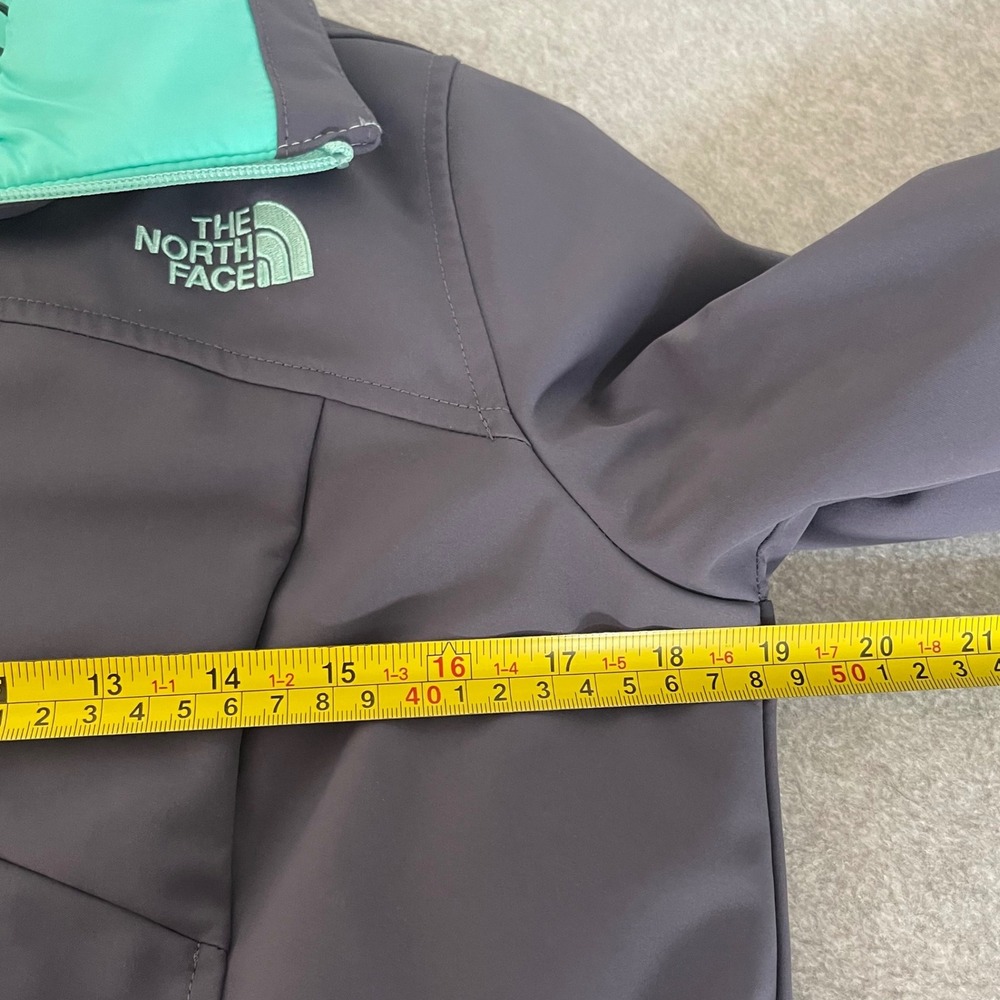 The North Face Apex Softshell Jacket Women S Gray Teal Wind Water‎ Resistant - Picture 6 of 16